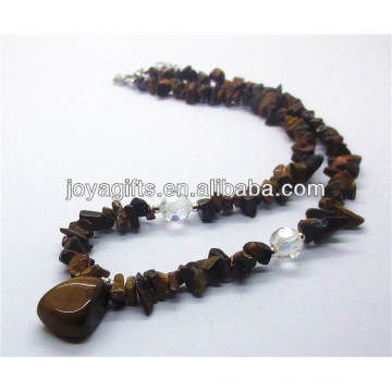 tiger eye trip stone Necklace with tumbled tiger eye pendant